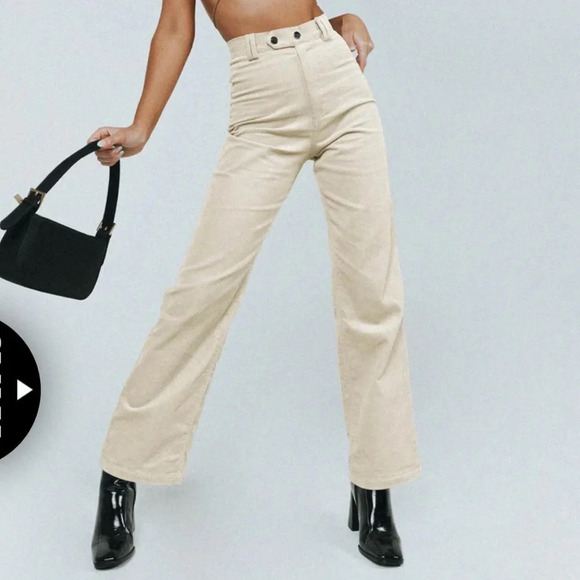Princess Polly UPTOWN CORD PANT BEIGE size 8 - Picture 1 of 16